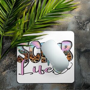 Scrub Life Graphic Mouse Pad in White with Pink & Leopard Print